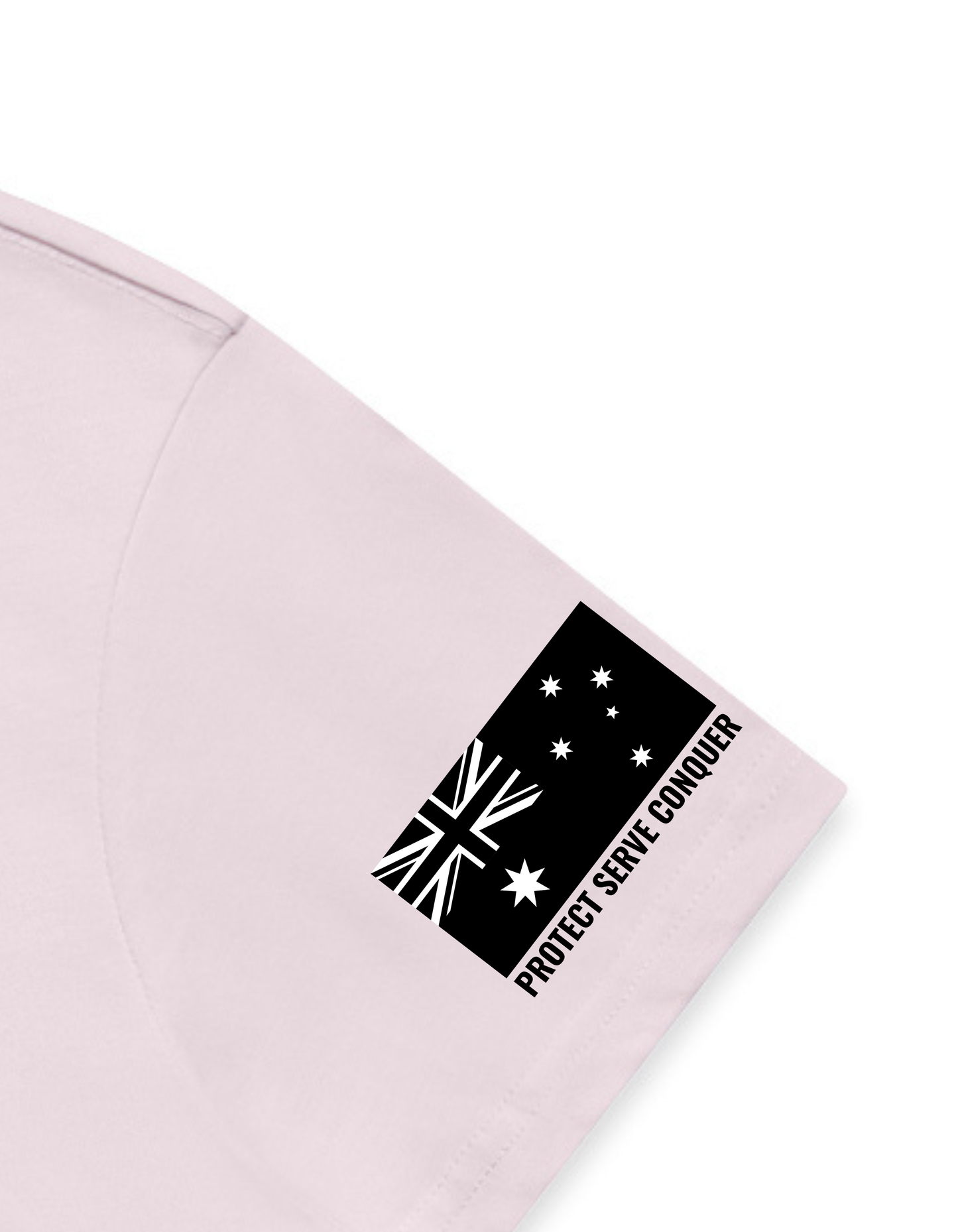 PROTECT SERVE CONQUER LADIES TEE - BLACK LOGO