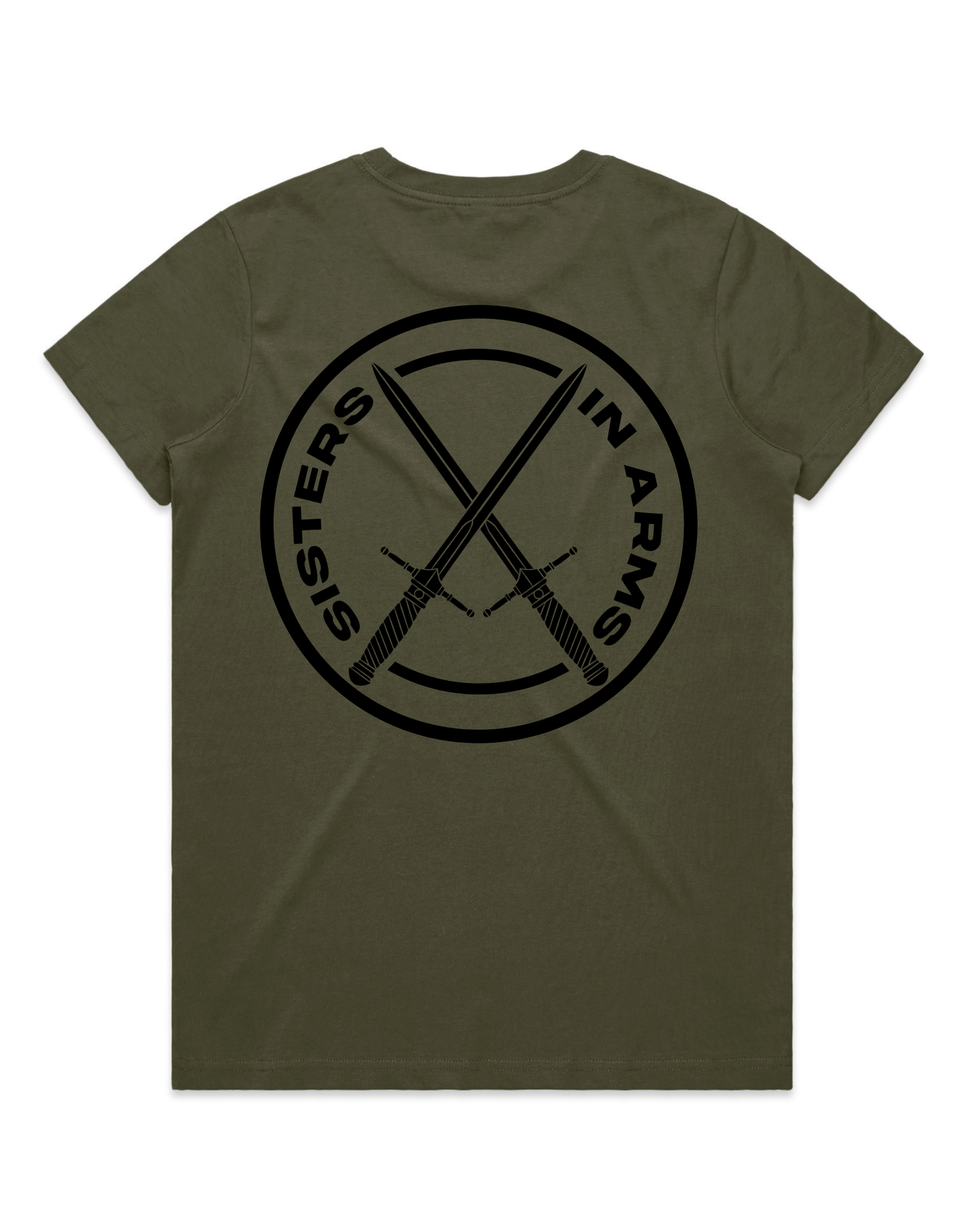 PROTECT SERVE CONQUER LADIES TEE - BLACK LOGO