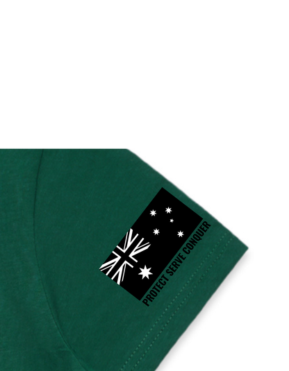 PROTECT SERVE CONQUER LADIES TEE - BLACK LOGO