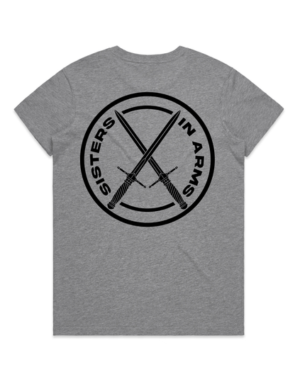 PROTECT SERVE CONQUER LADIES TEE - BLACK LOGO