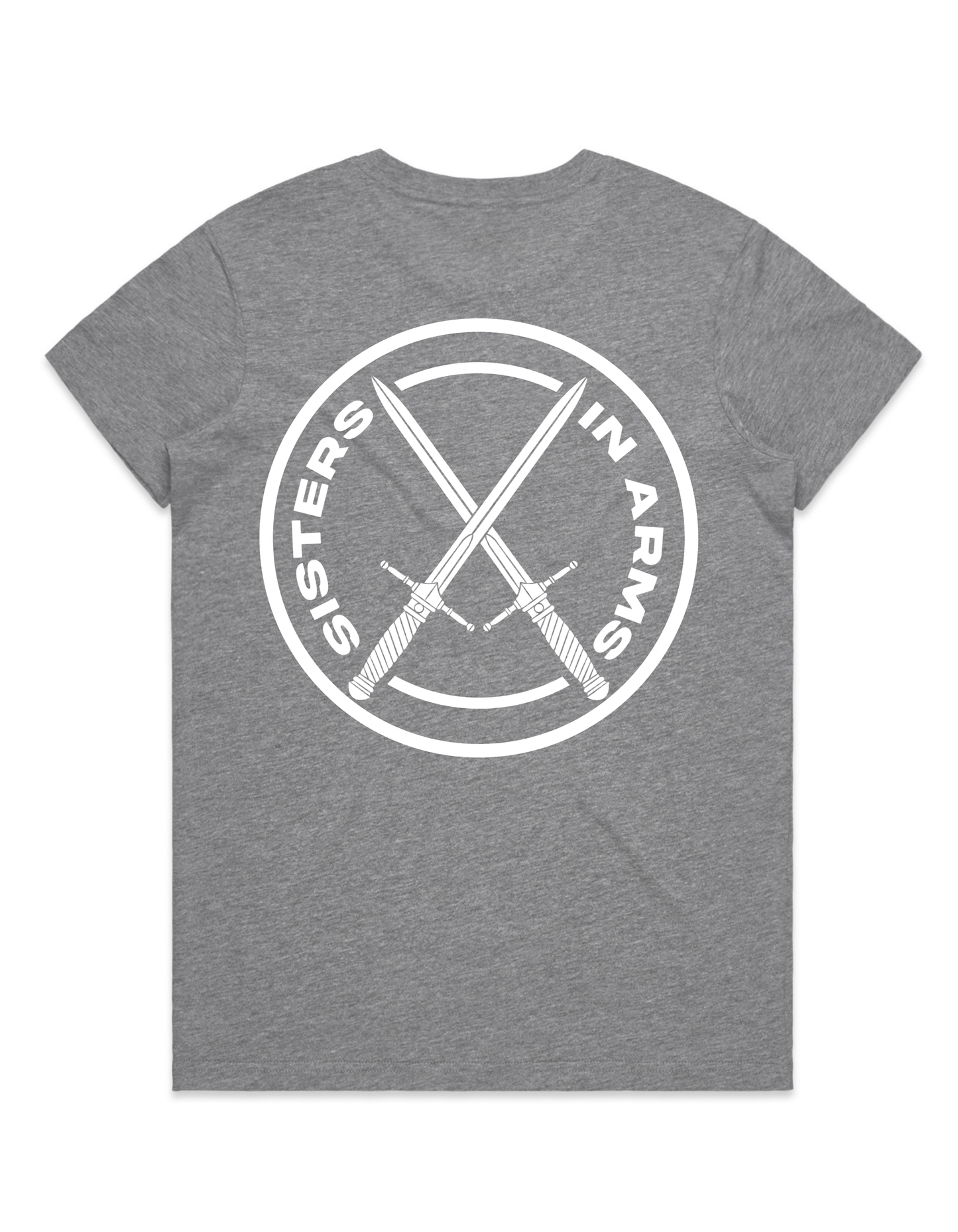 PROTECT SERVE CONQUER LADIES TEE - WHITE LOGO