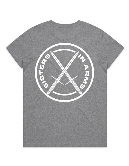 PROTECT SERVE CONQUER LADIES TEE - WHITE LOGO