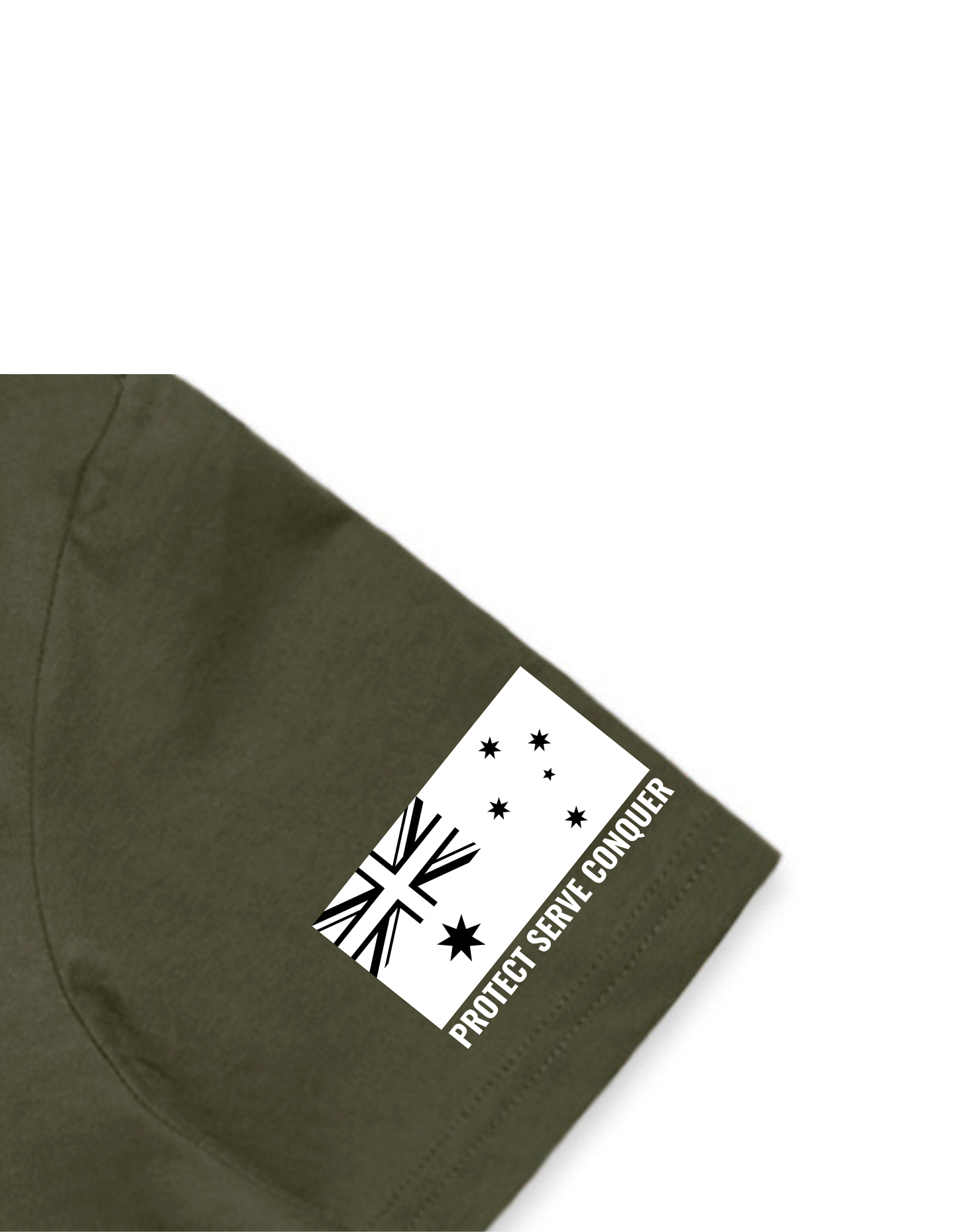 PROTECT SERVE CONQUER LADIES TEE - WHITE LOGO