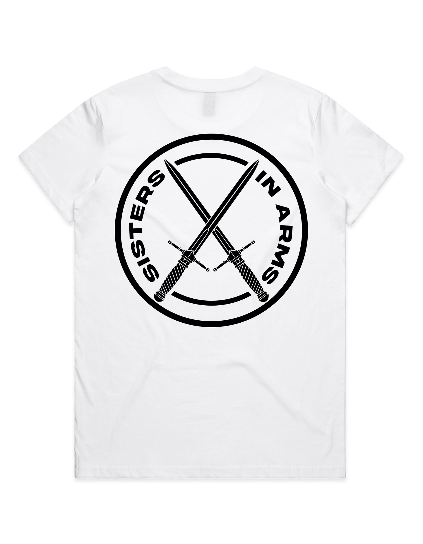 PROTECT SERVE CONQUER LADIES TEE - BLACK LOGO