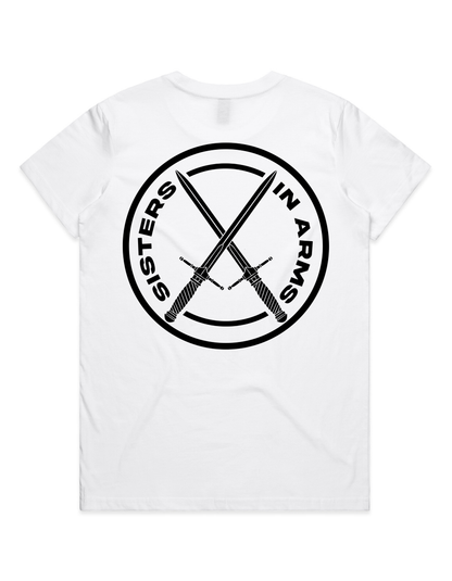 PROTECT SERVE CONQUER LADIES TEE - BLACK LOGO