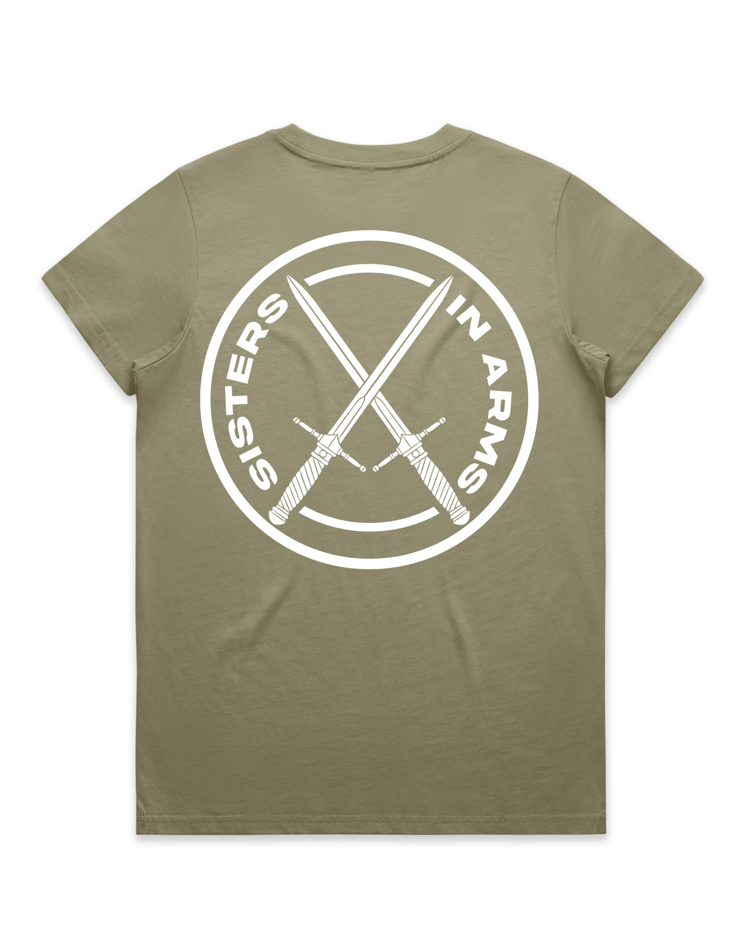 PROTECT SERVE CONQUER LADIES TEE - WHITE LOGO