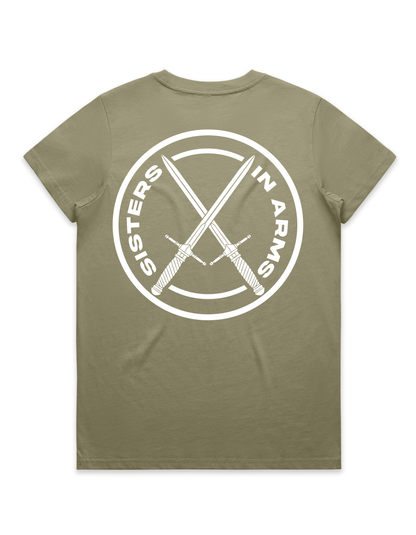 PROTECT SERVE CONQUER LADIES TEE - WHITE LOGO