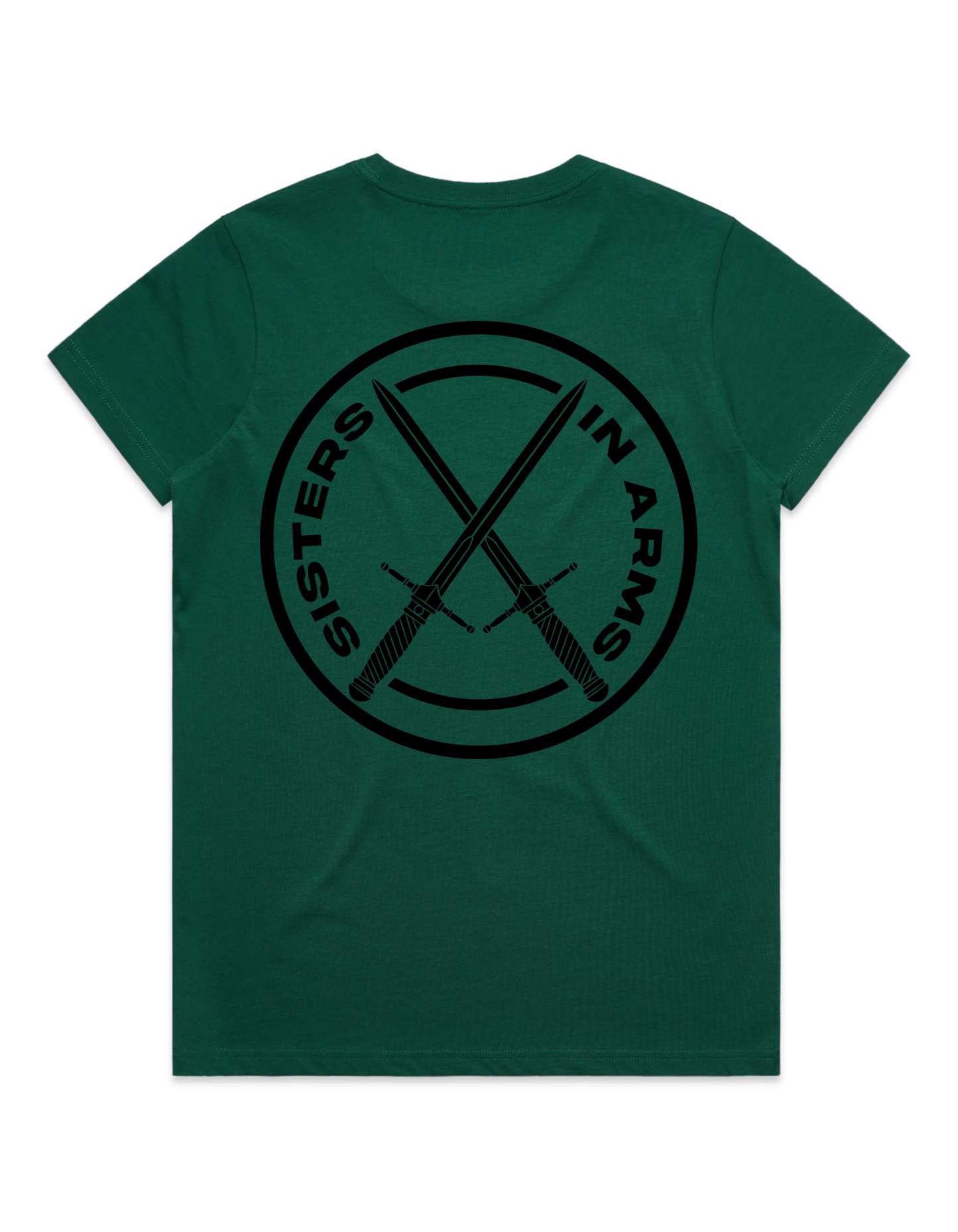 PROTECT SERVE CONQUER LADIES TEE - BLACK LOGO