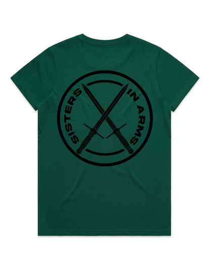 PROTECT SERVE CONQUER LADIES TEE - BLACK LOGO