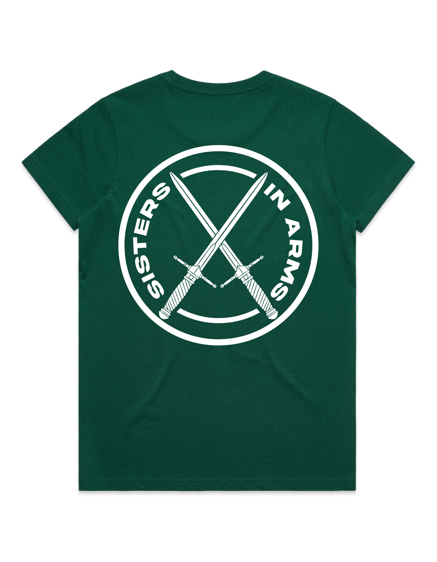 PROTECT SERVE CONQUER LADIES TEE - WHITE LOGO