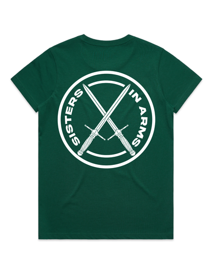 PROTECT SERVE CONQUER LADIES TEE - WHITE LOGO