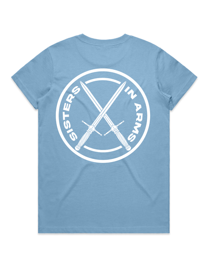 PROTECT SERVE CONQUER LADIES TEE - WHITE LOGO