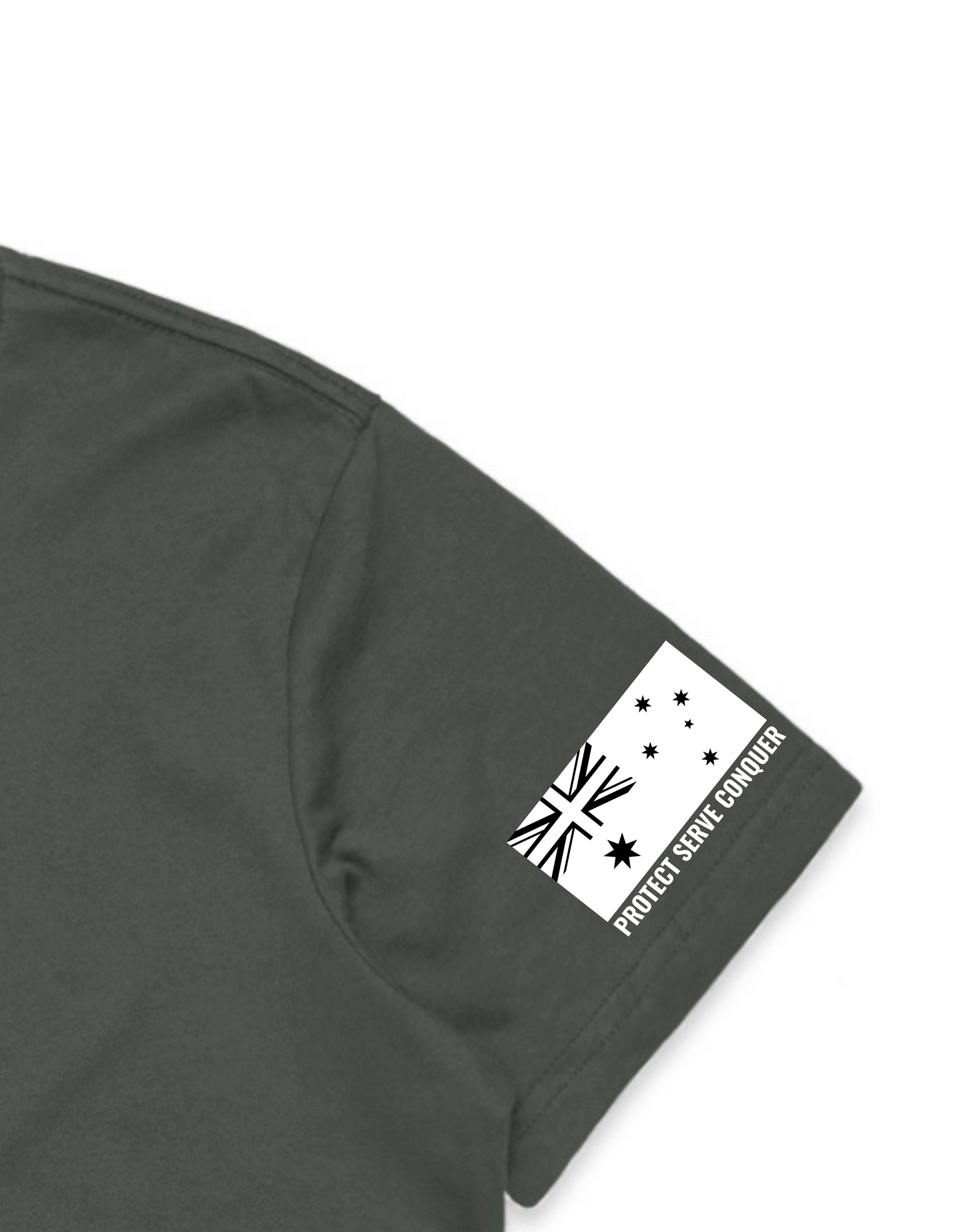 PROTECT SERVE CONQUER LADIES TEE - WHITE LOGO
