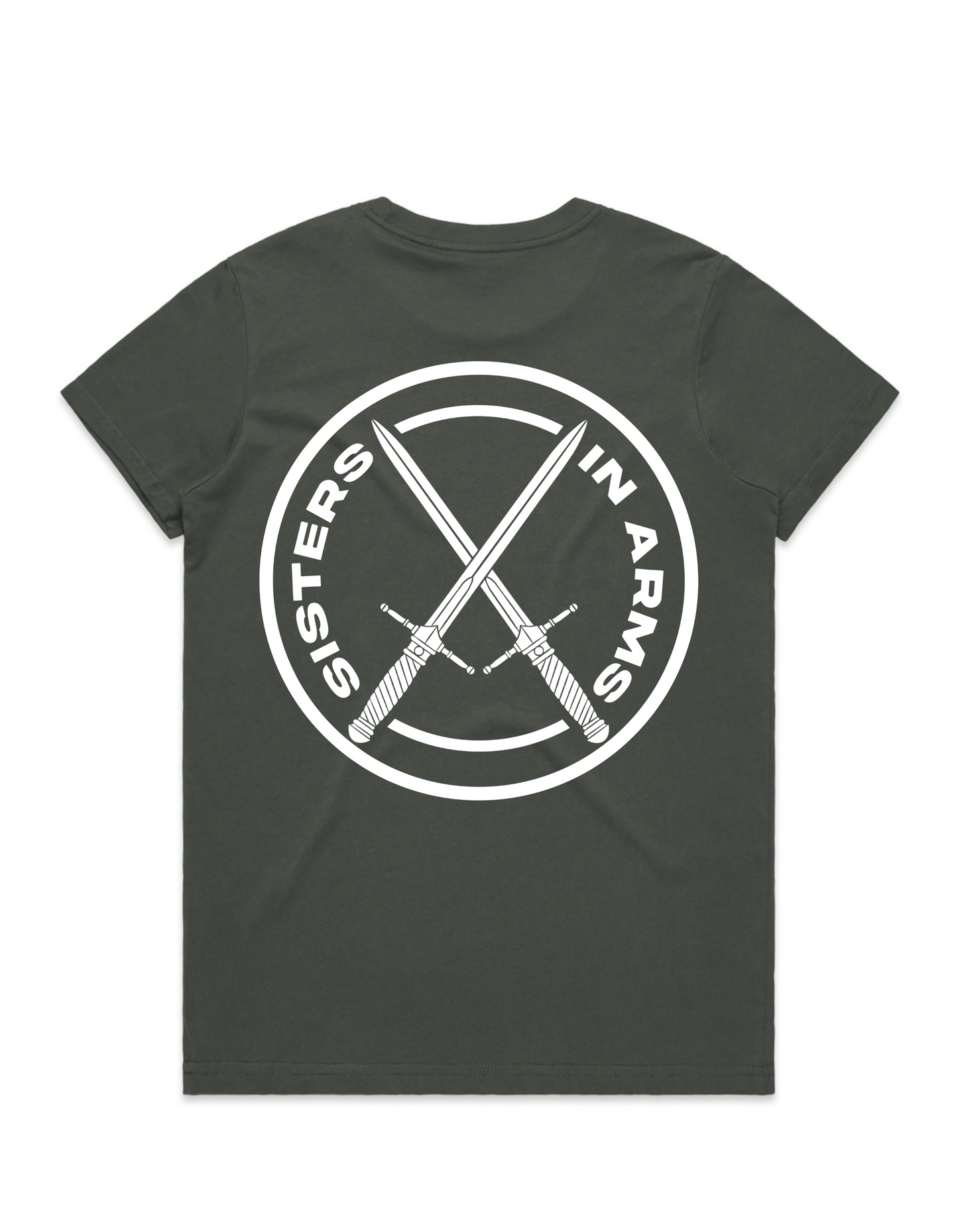 PROTECT SERVE CONQUER LADIES TEE - WHITE LOGO