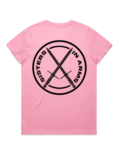 PROTECT SERVE CONQUER LADIES TEE - BLACK LOGO