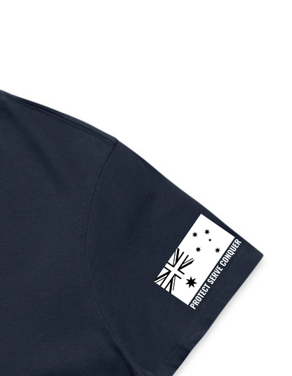 PROTECT SERVE CONQUER LADIES TEE - WHITE LOGO