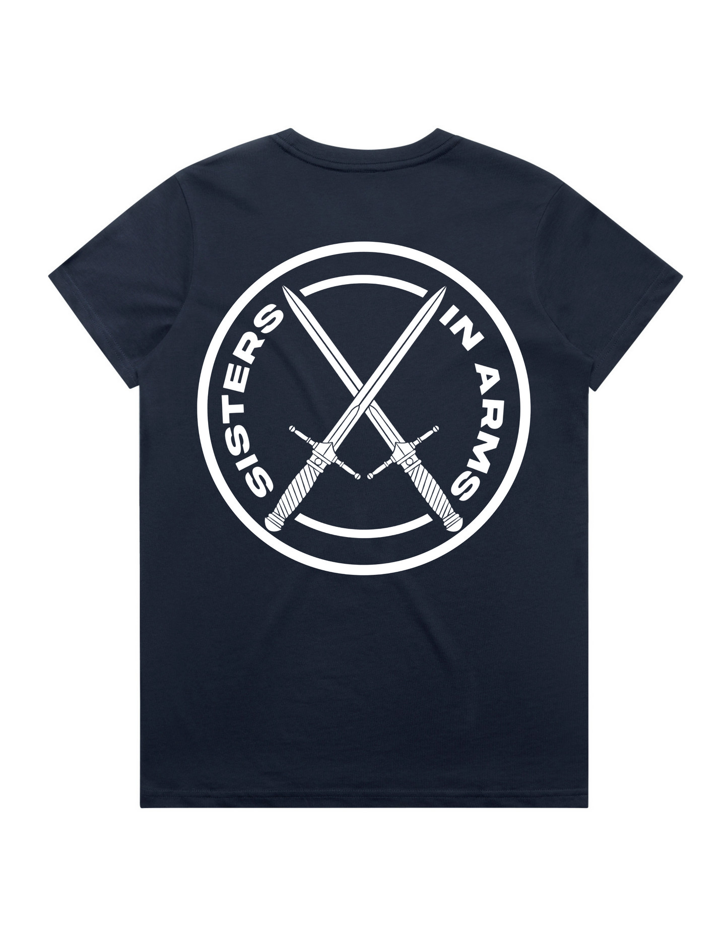 PROTECT SERVE CONQUER LADIES TEE - WHITE LOGO