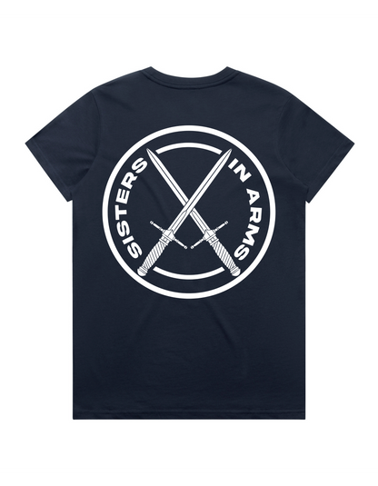 PROTECT SERVE CONQUER LADIES TEE - WHITE LOGO