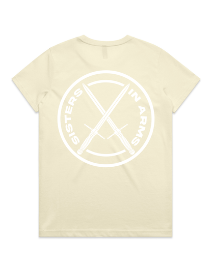 PROTECT SERVE CONQUER LADIES TEE - WHITE LOGO