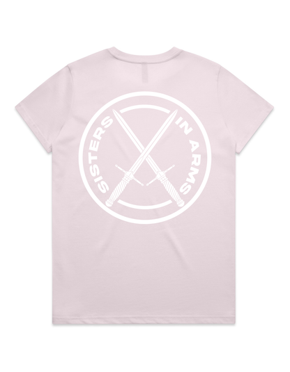 PROTECT SERVE CONQUER LADIES TEE - WHITE LOGO