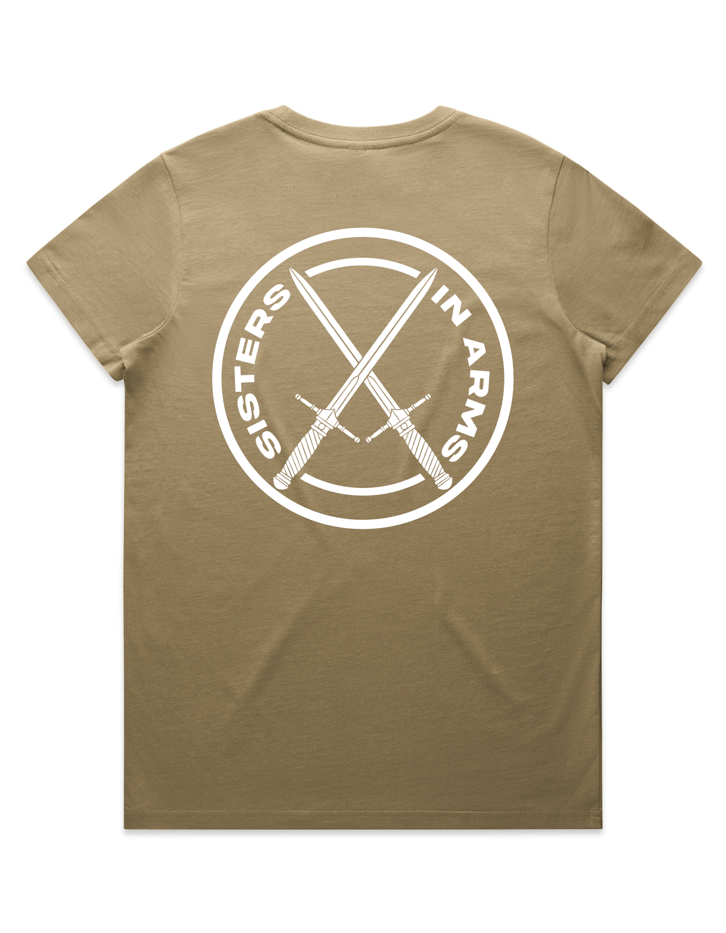 PROTECT SERVE CONQUER LADIES TEE - WHITE LOGO