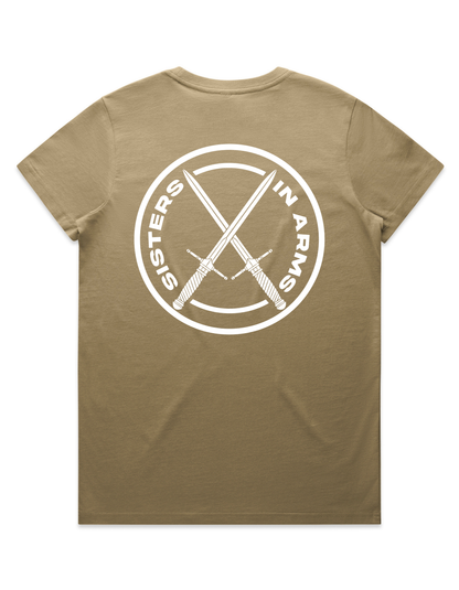 PROTECT SERVE CONQUER LADIES TEE - WHITE LOGO