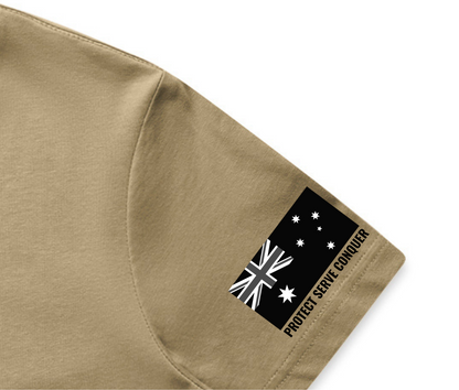 PROTECT SERVE CONQUER LADIES TEE - BLACK LOGO