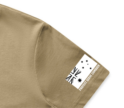 PROTECT SERVE CONQUER LADIES TEE - WHITE LOGO